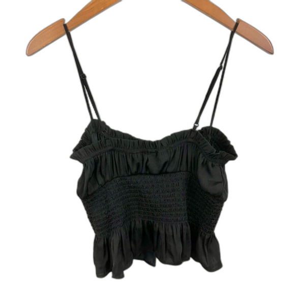 Intimately Free People Black Crop So Dreamy Smocked Peplum Blouse Size Medium - Picture 2 of 15